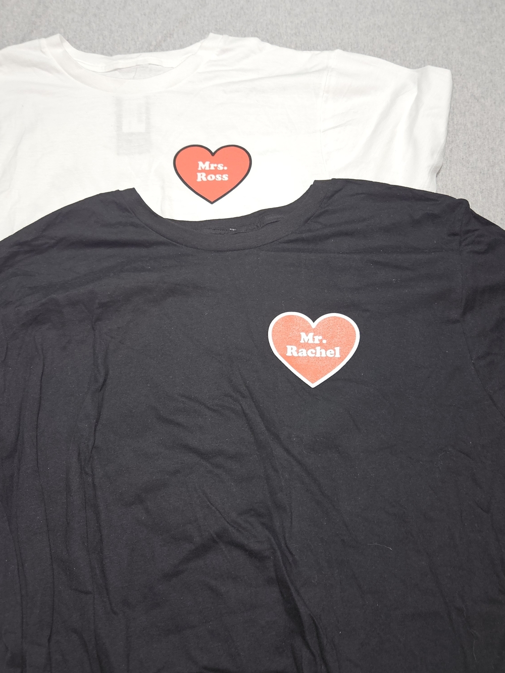 FRIENDS Black & White Short Sleeve Tees with Red Heart Graphic